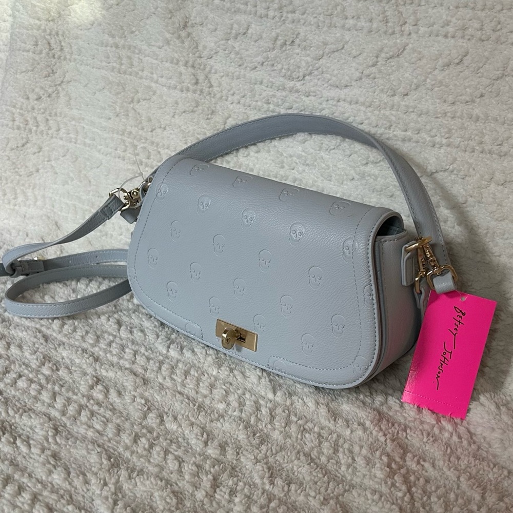 New Betsey Johnson XOMARCI Purple Lilac Skulls Lock Key Shoulder Bag Purse Y2K